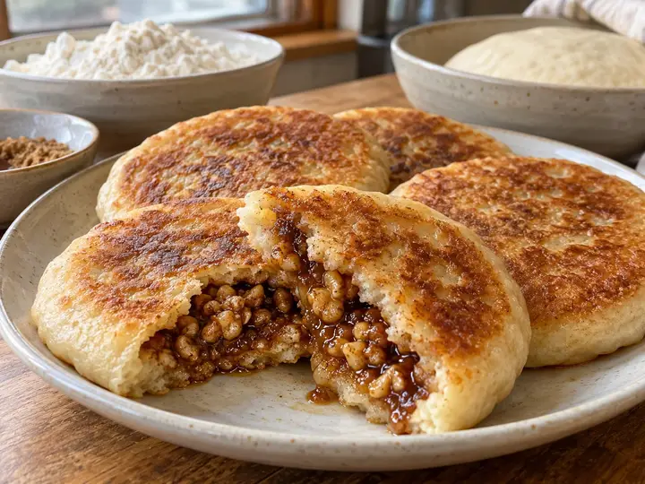 집에서 구운 노릇한 호떡