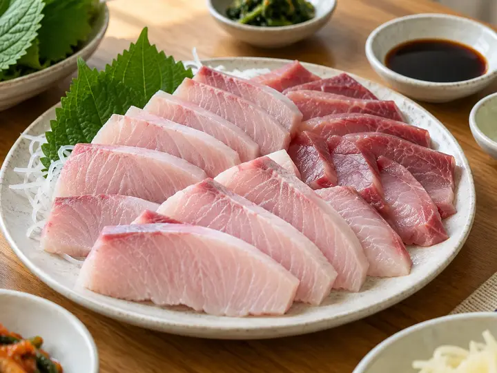 접시에 담긴 대방어회