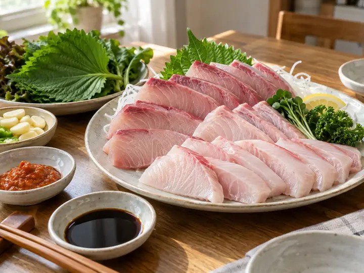 겨울 별미 대방어회 한 접시